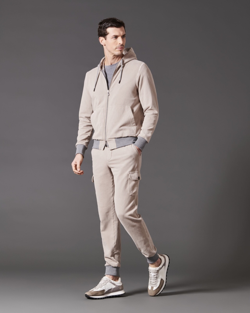 LEISURE SUIT IN BRUSHED COTTON FLEECE GARMENT-DYED