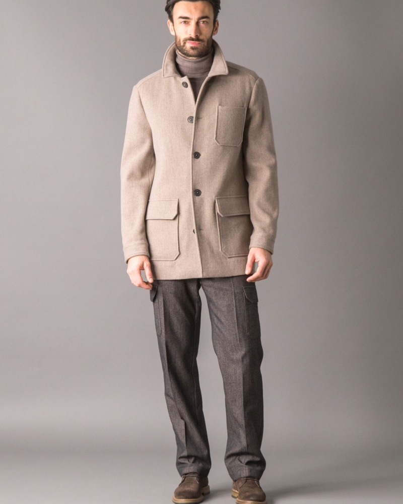 MELANGE WOOL‑CASHMERE CARCOAT WITH ELEGANT DESIGN