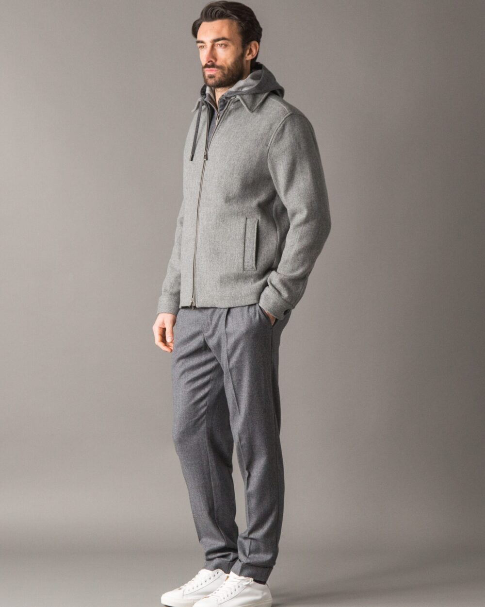 OVER JACKET IN MELANGE WOOL‑CASHMERE