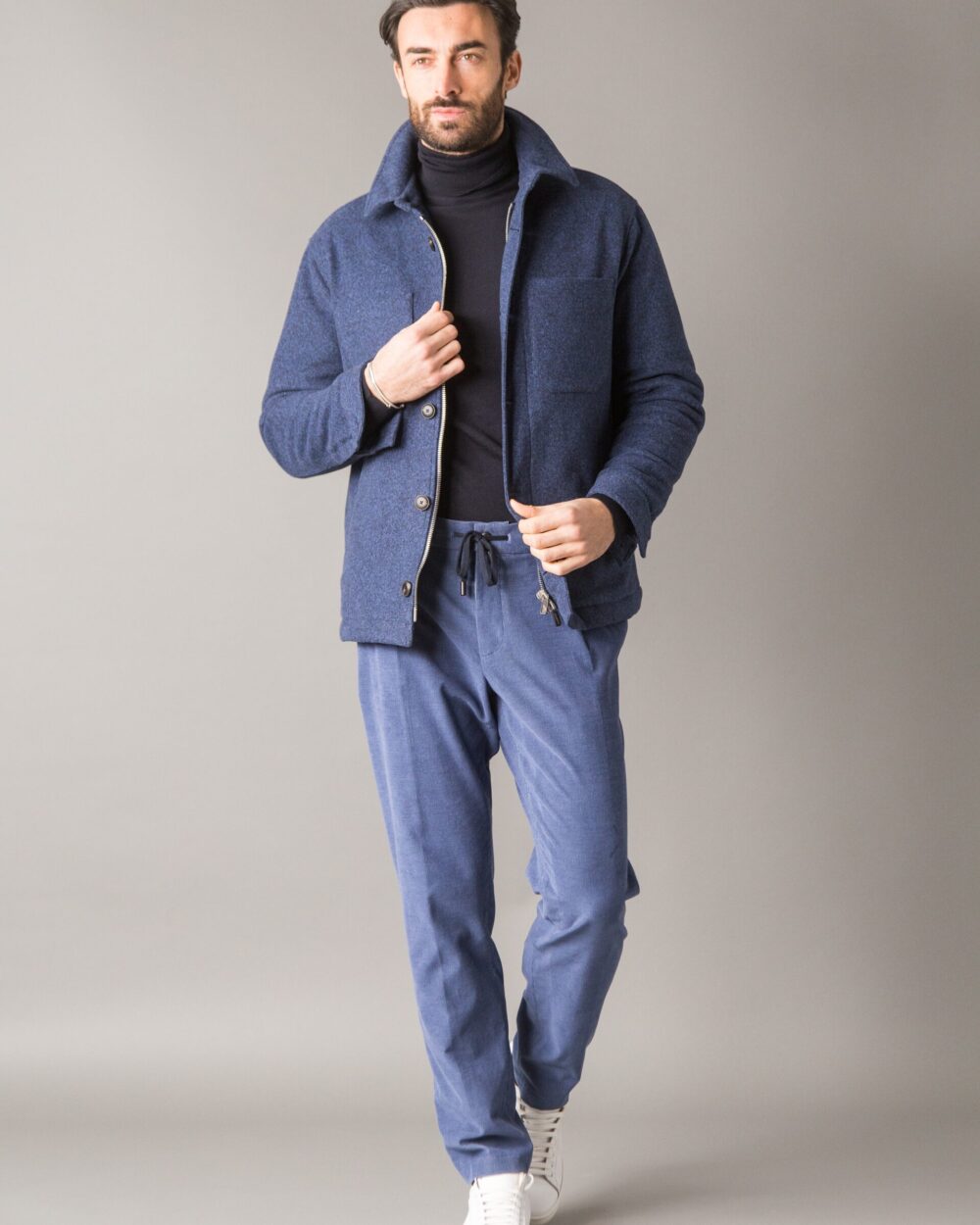 PADDED JACKET IN BRUSHED MELANGE WOOLCOT FABRIC