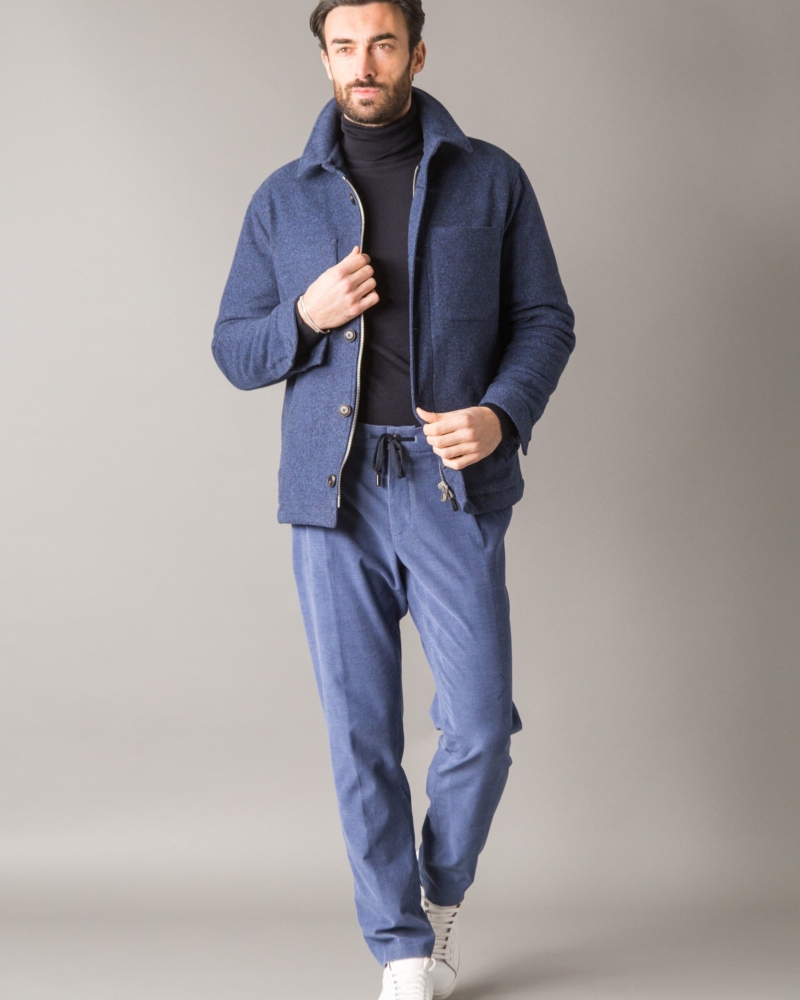 PADDED JACKET IN BRUSHED MELANGE WOOLCOT FABRIC