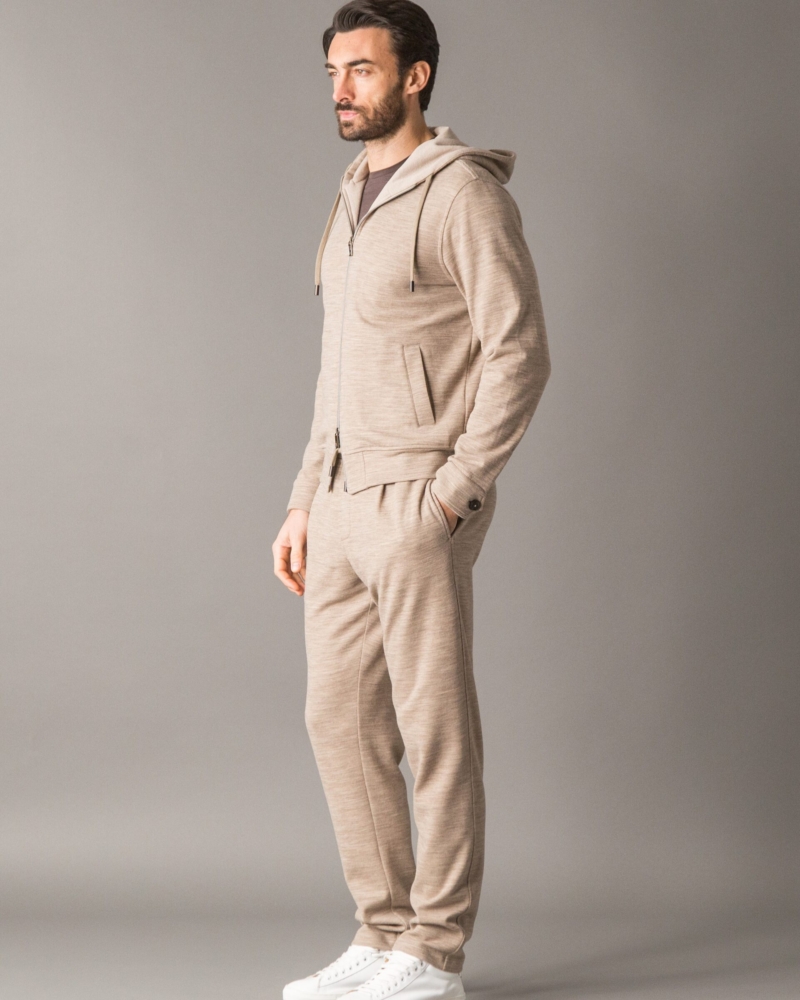 LEISURE‑CHIC WOOLCOT FLEECE MELANGE TRACKSUIT SET