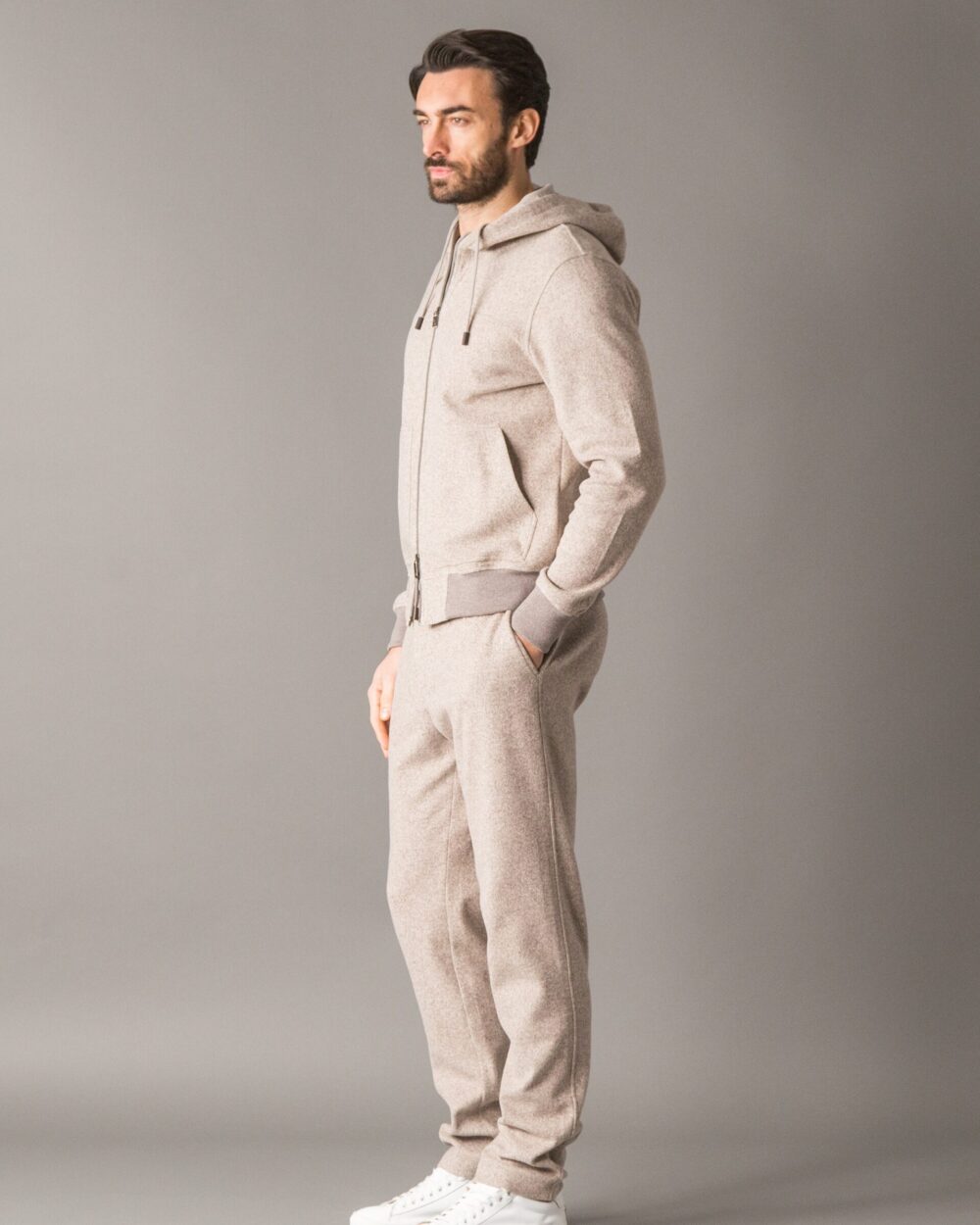 LEISURE‑CHIC WOOLCOT MELANGE TRACKSUIT SET