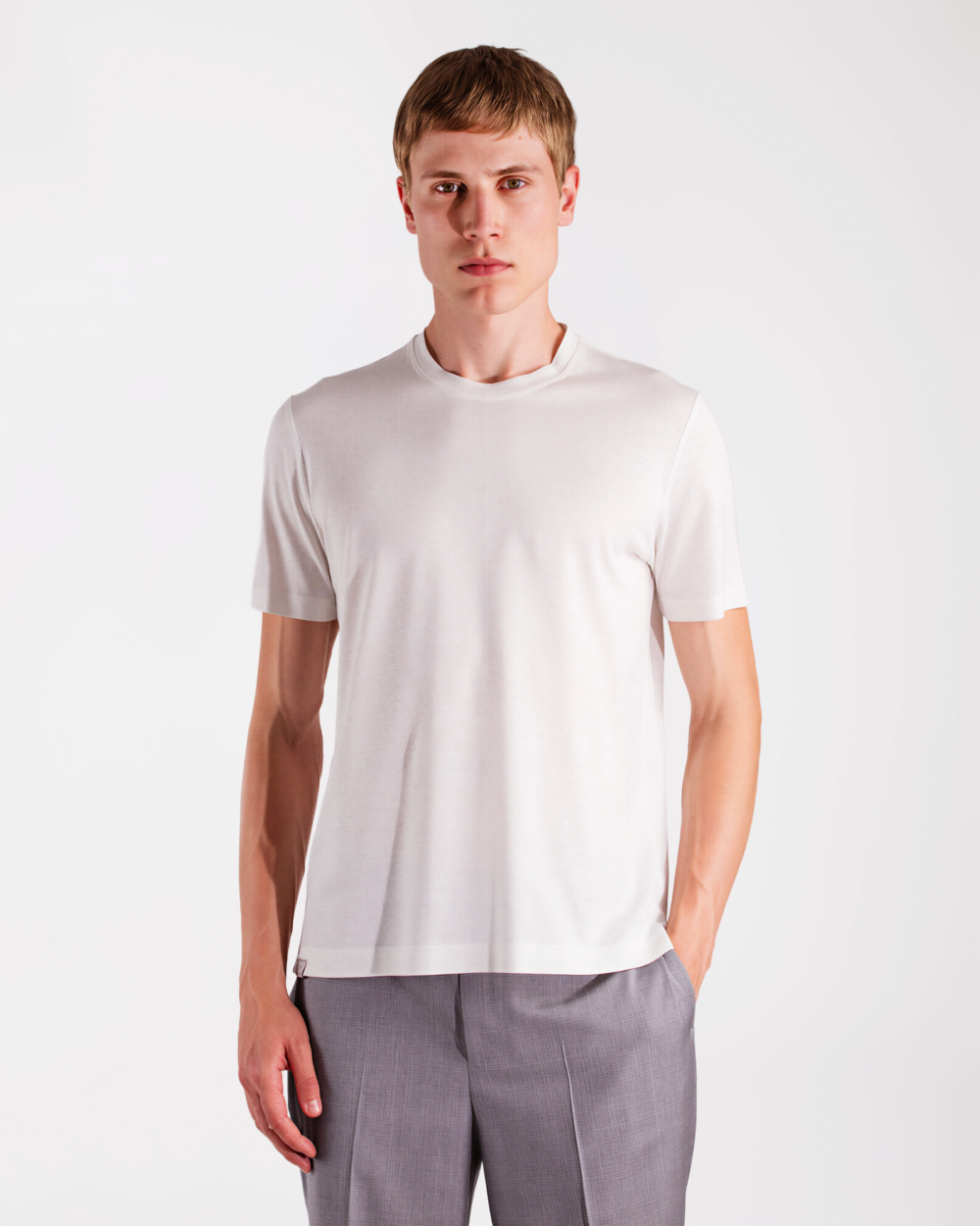 HONEYCOMB COTTON‑LYOCELL‑LINEN T‑SHIRT