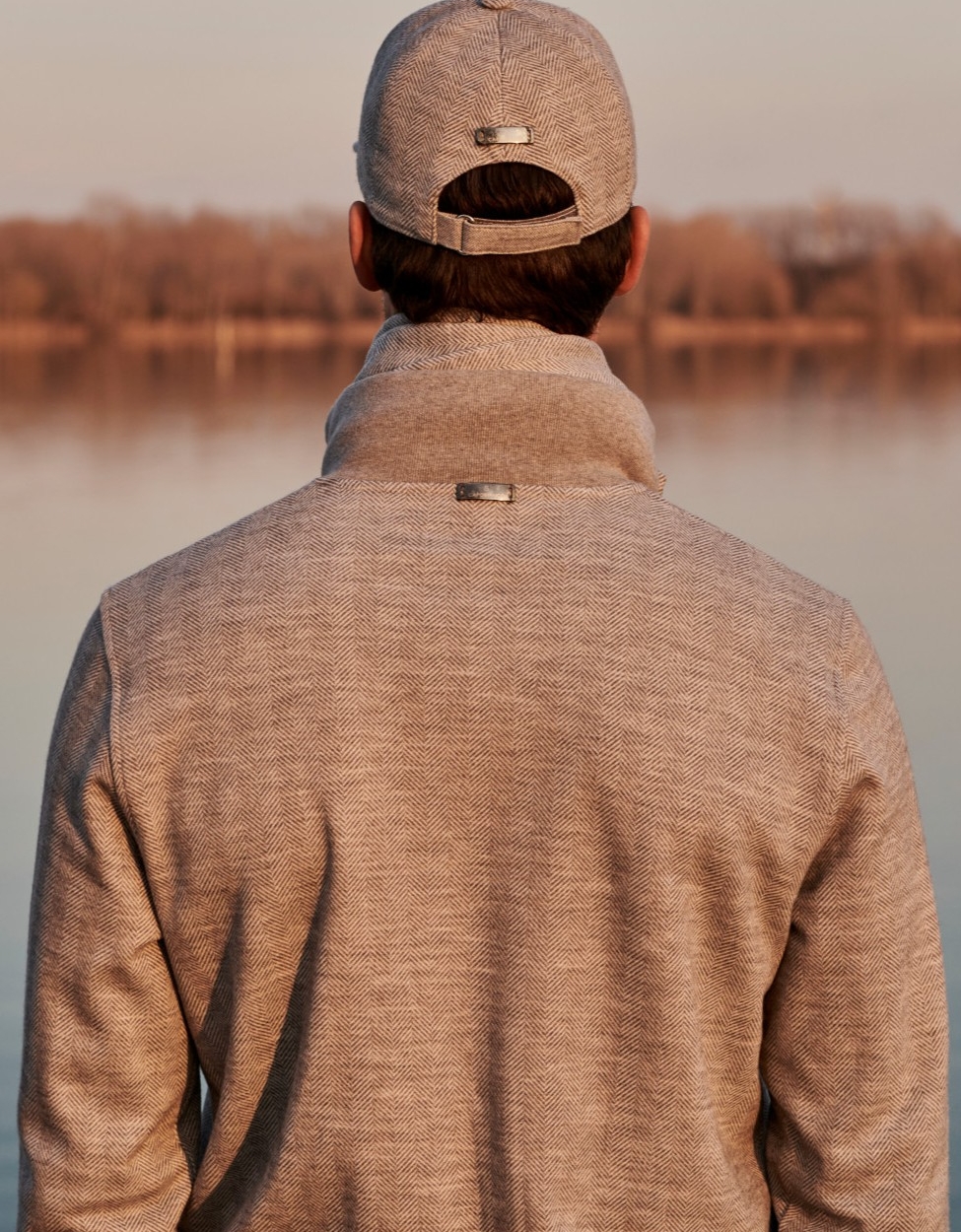 CHEVRON WOOL AND BRUSHED COTTON FULL‑ZIP