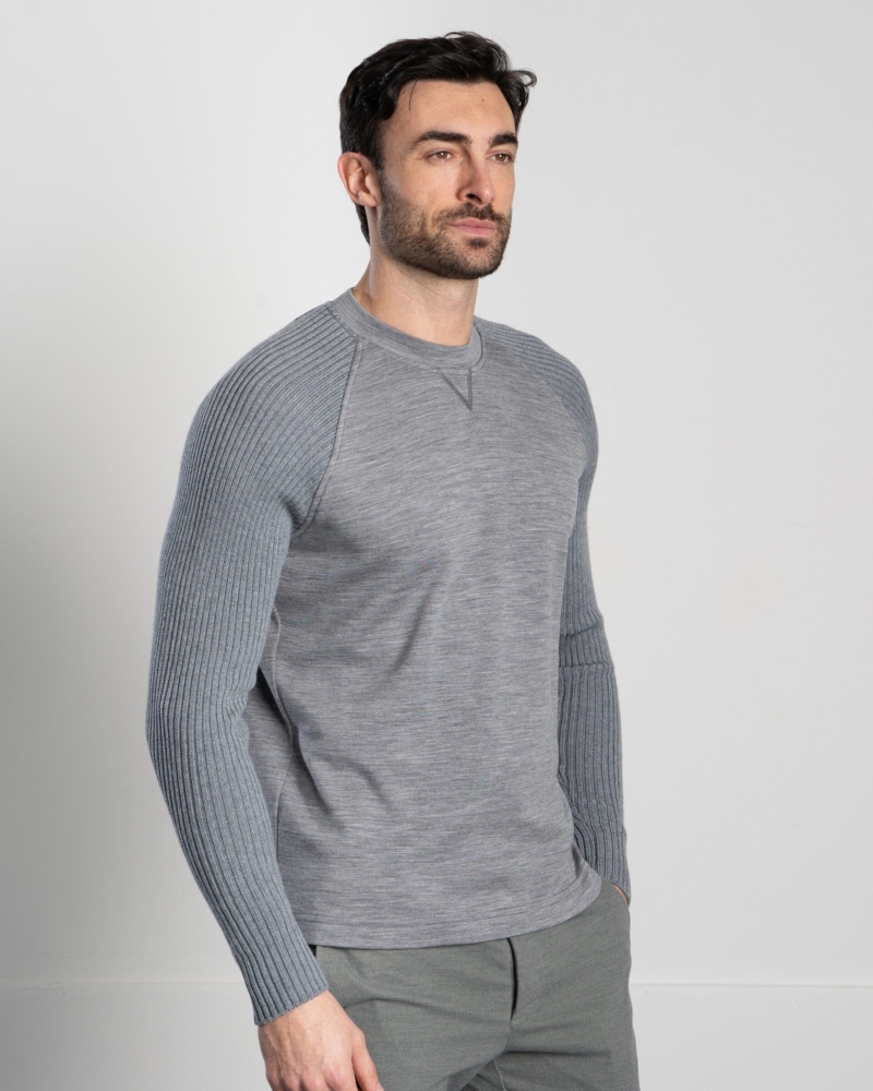 SMART MERINO WOOL CREW‑NECK SWEATER