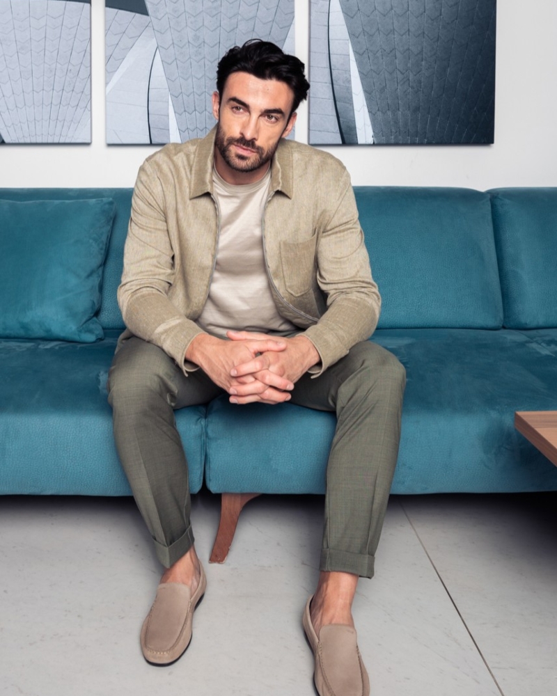 LINEN AND COTTON TWILL JACKET